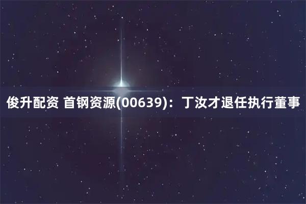 俊升配资 首钢资源(00639)：丁汝才退任执行董事
